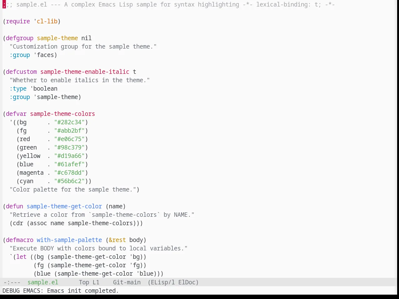 Base16 One Light Theme in emacs-lisp-mode