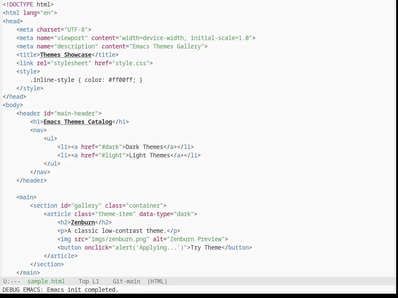 Base16 One Light Theme in html-mode