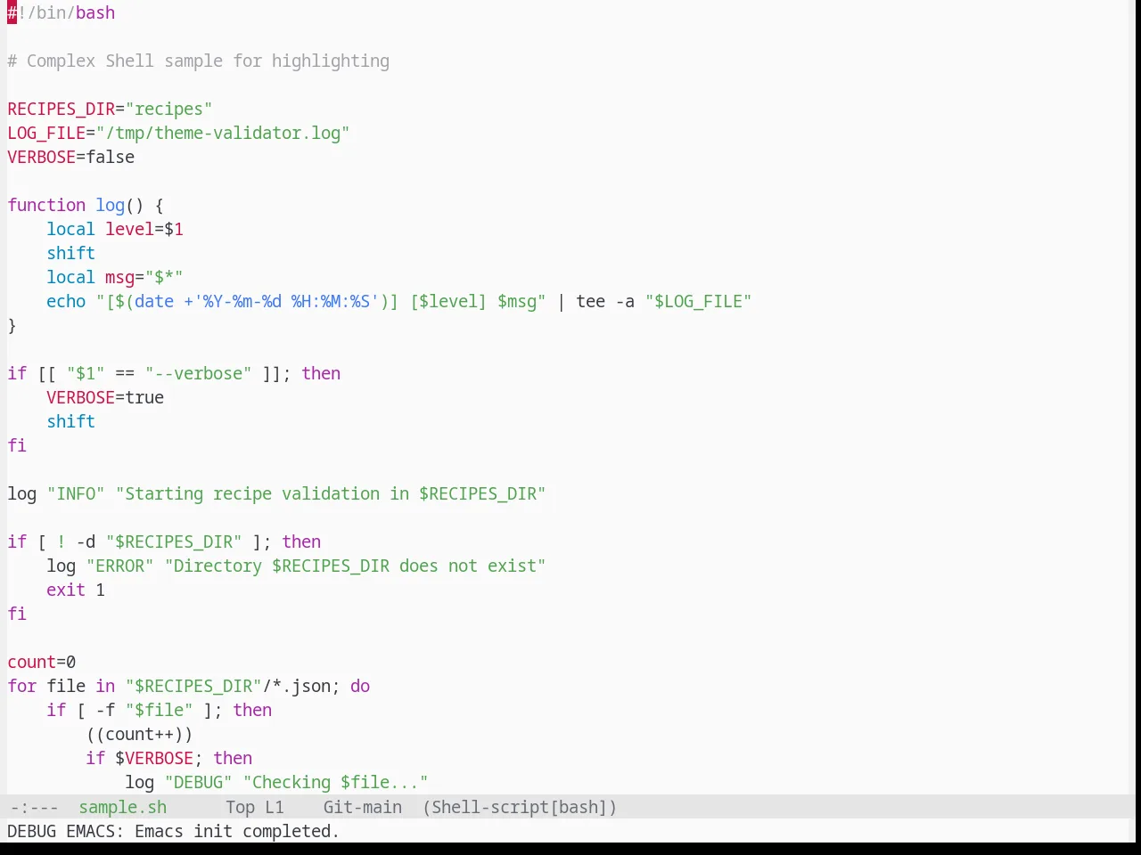 Base16 One Light Theme in sh-mode