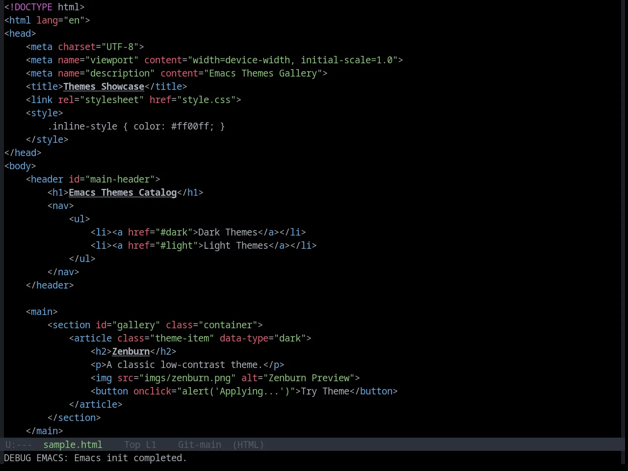Base16 Onedark Dark Theme in html-mode
