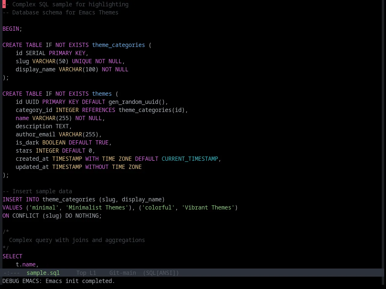 Base16 Onedark Dark Theme in sql-mode
