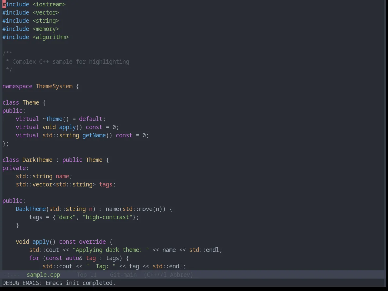 Base16 Onedark Theme in c++-mode