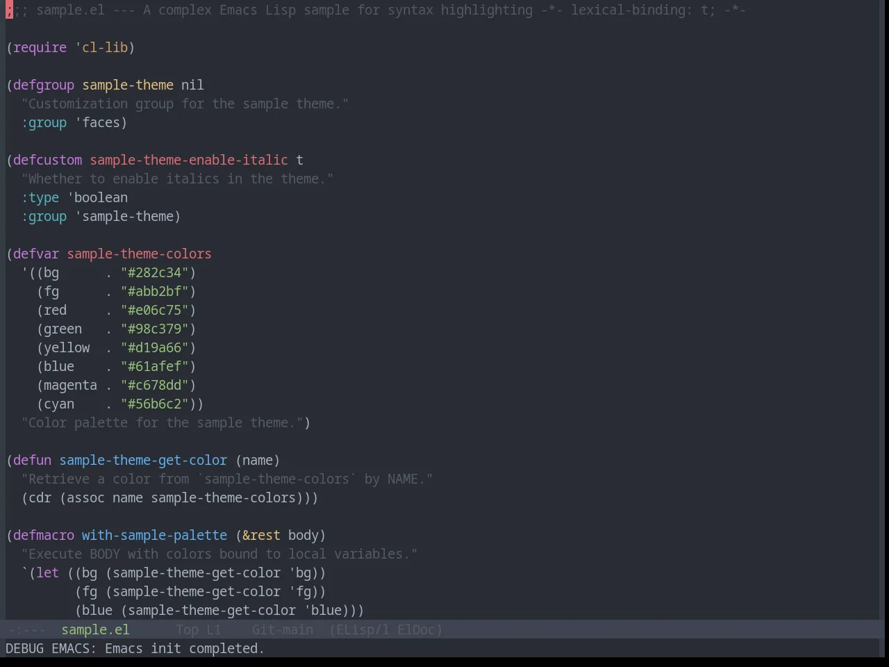 Base16 Onedark Theme in emacs-lisp-mode