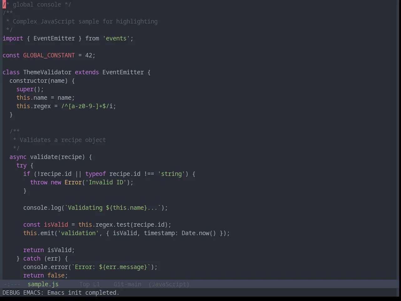 Base16 Onedark Theme in javascript-mode
