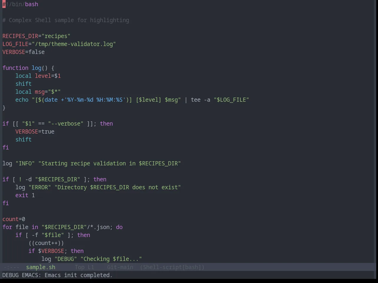 Base16 Onedark Theme in sh-mode