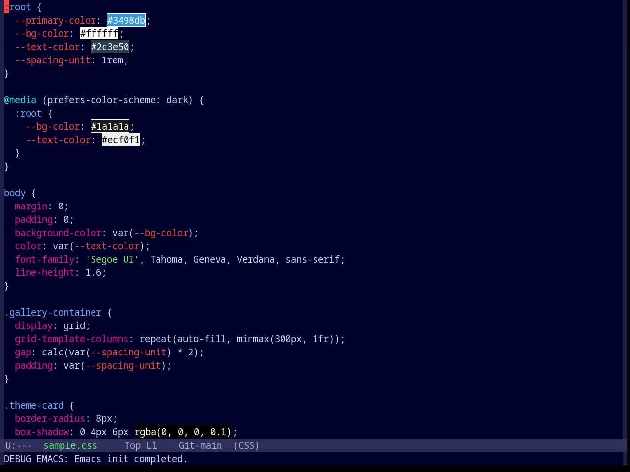 Base16 Outrun Dark Theme in css-mode