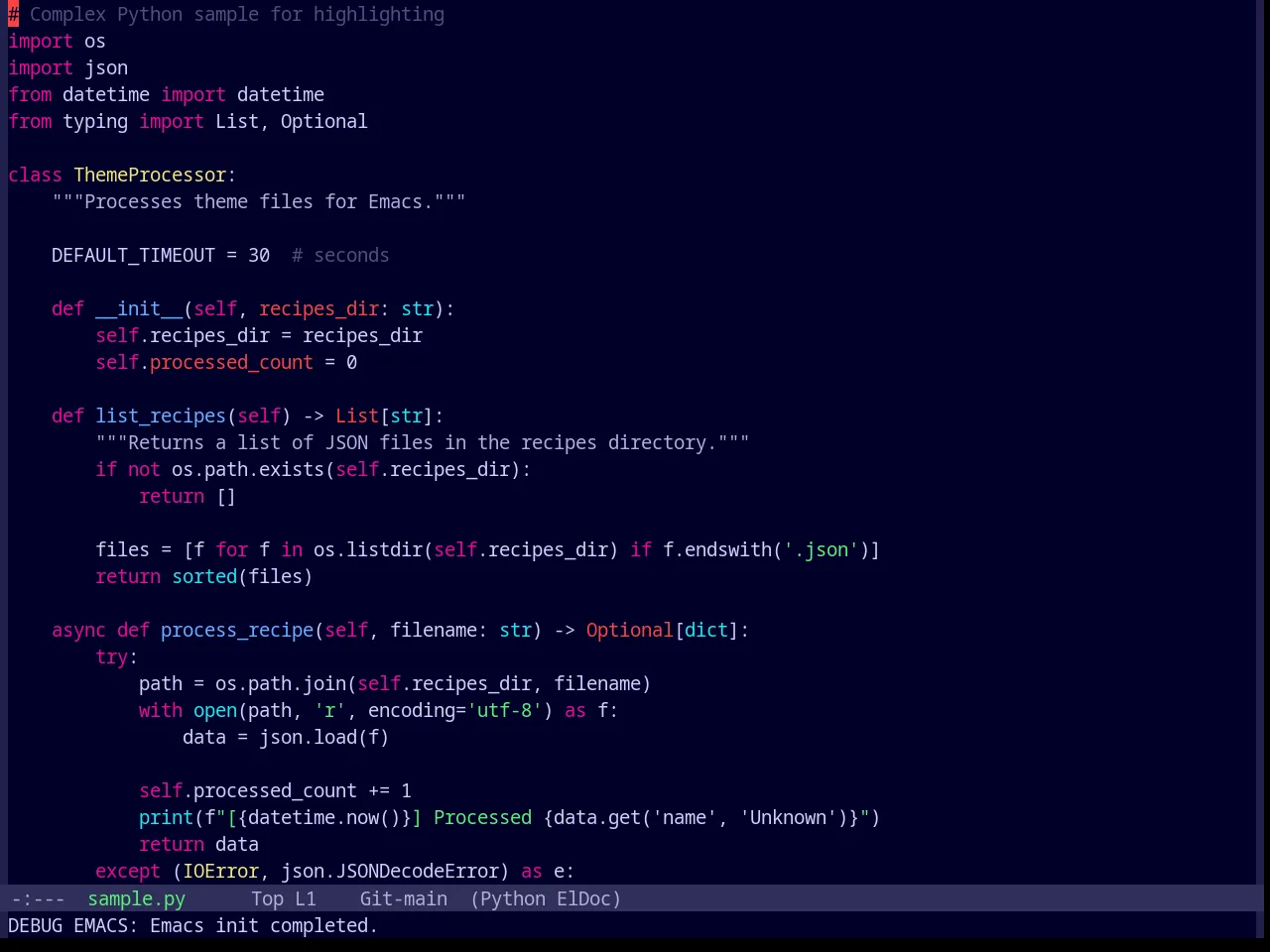 Base16 Outrun Dark Theme in python-mode