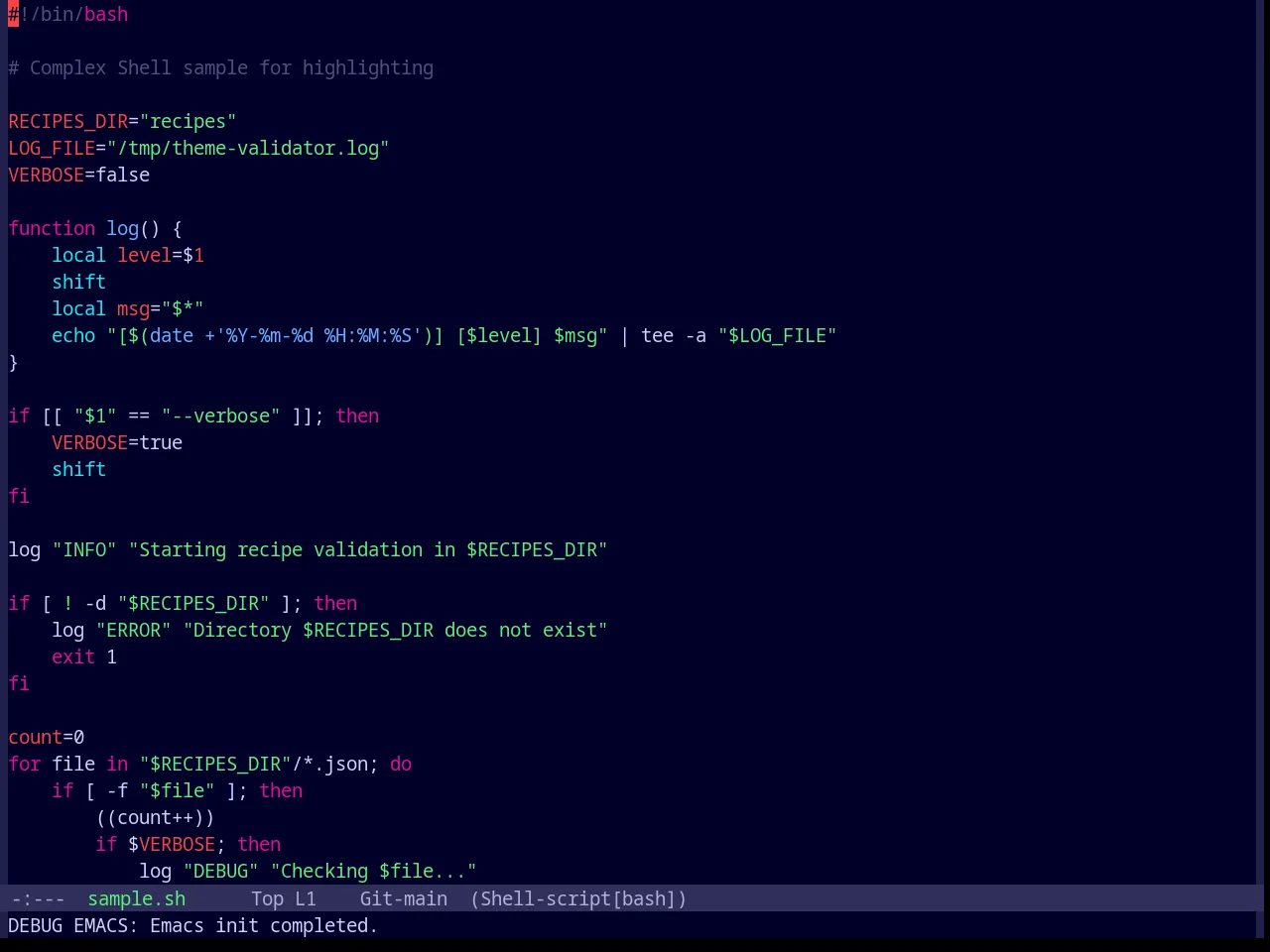 Base16 Outrun Dark Theme in sh-mode