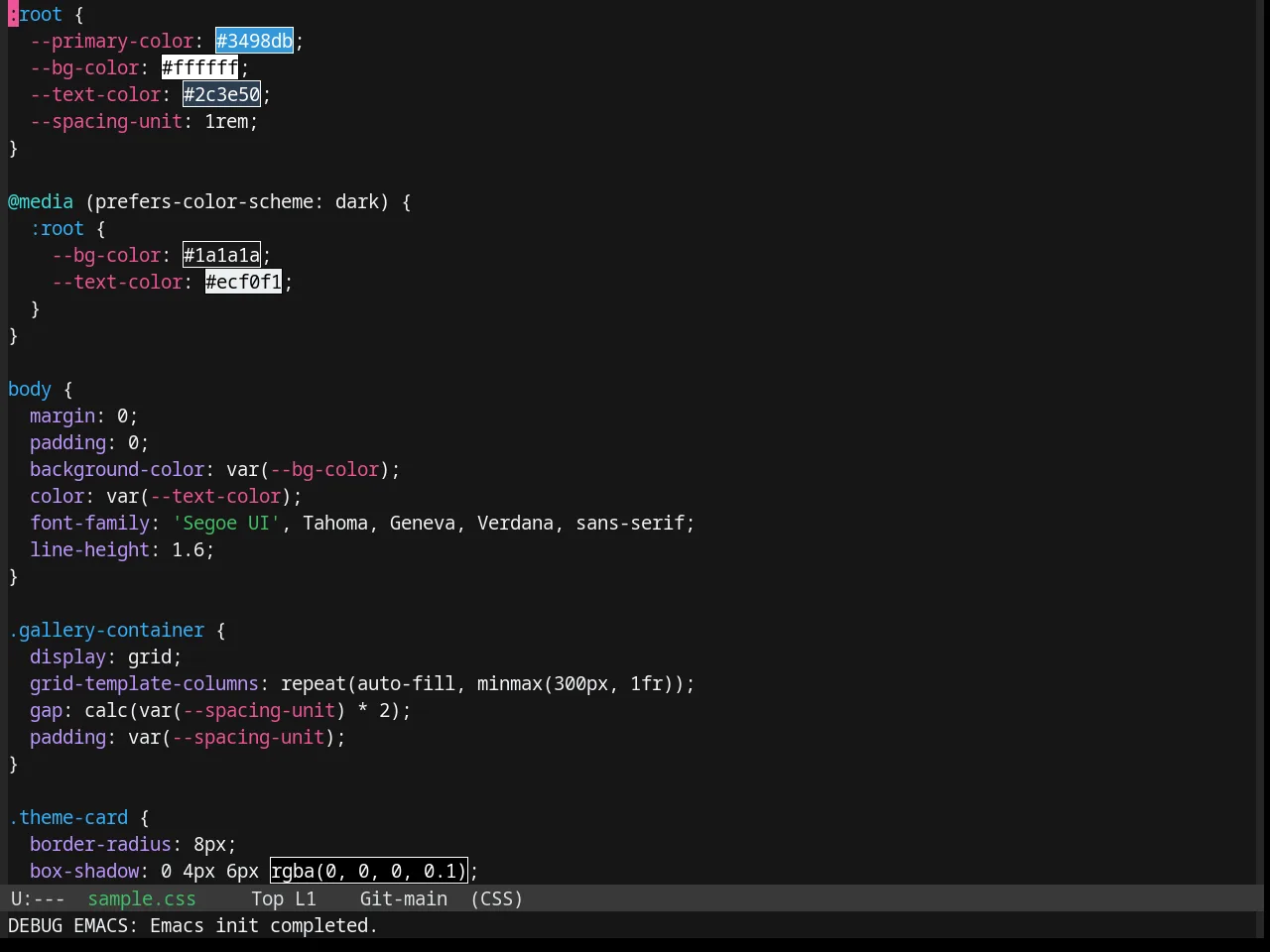 Base16 Oxocarbon Dark Theme in css-mode