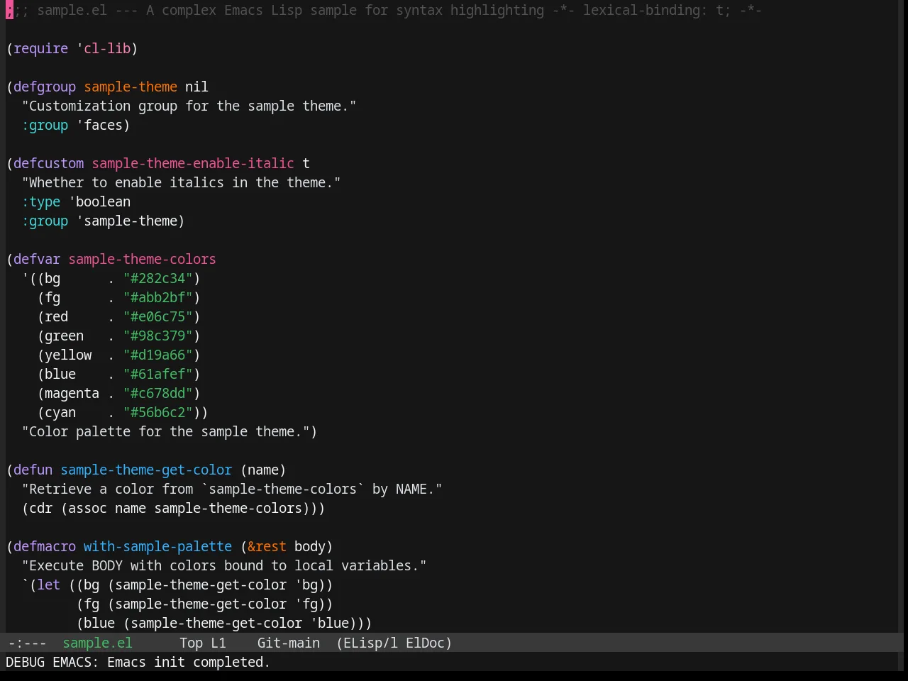 Base16 Oxocarbon Dark Theme in emacs-lisp-mode