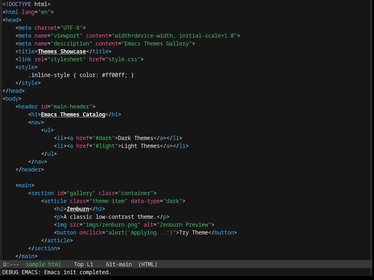 Base16 Oxocarbon Dark Theme in html-mode