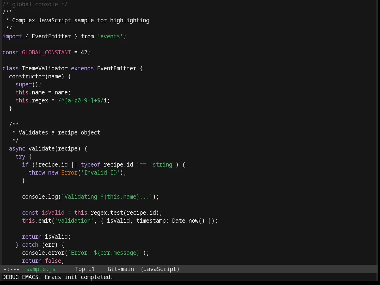 Base16 Oxocarbon Dark Theme in javascript-mode