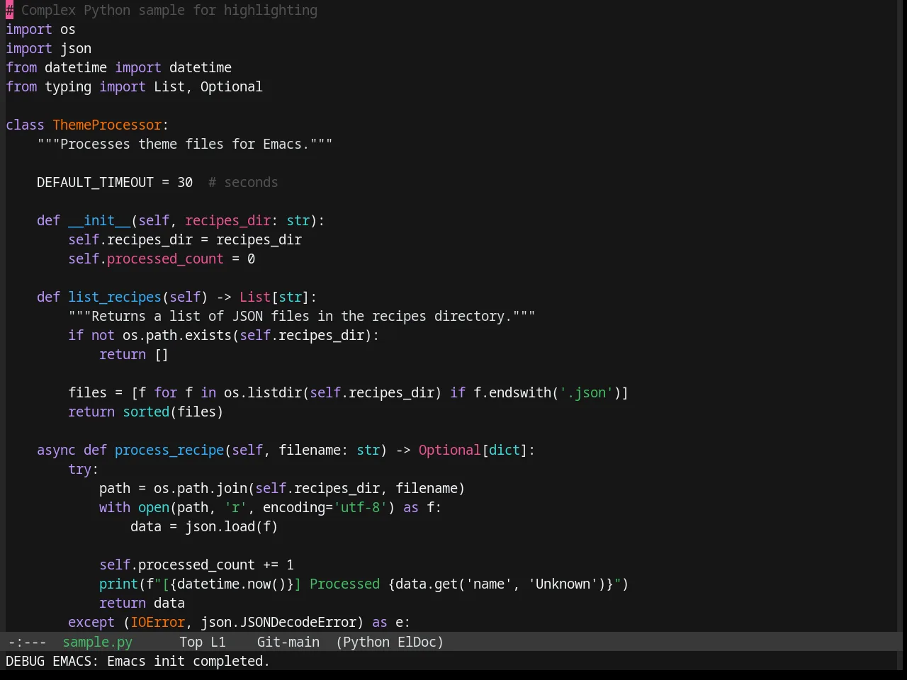 Base16 Oxocarbon Dark Theme in python-mode