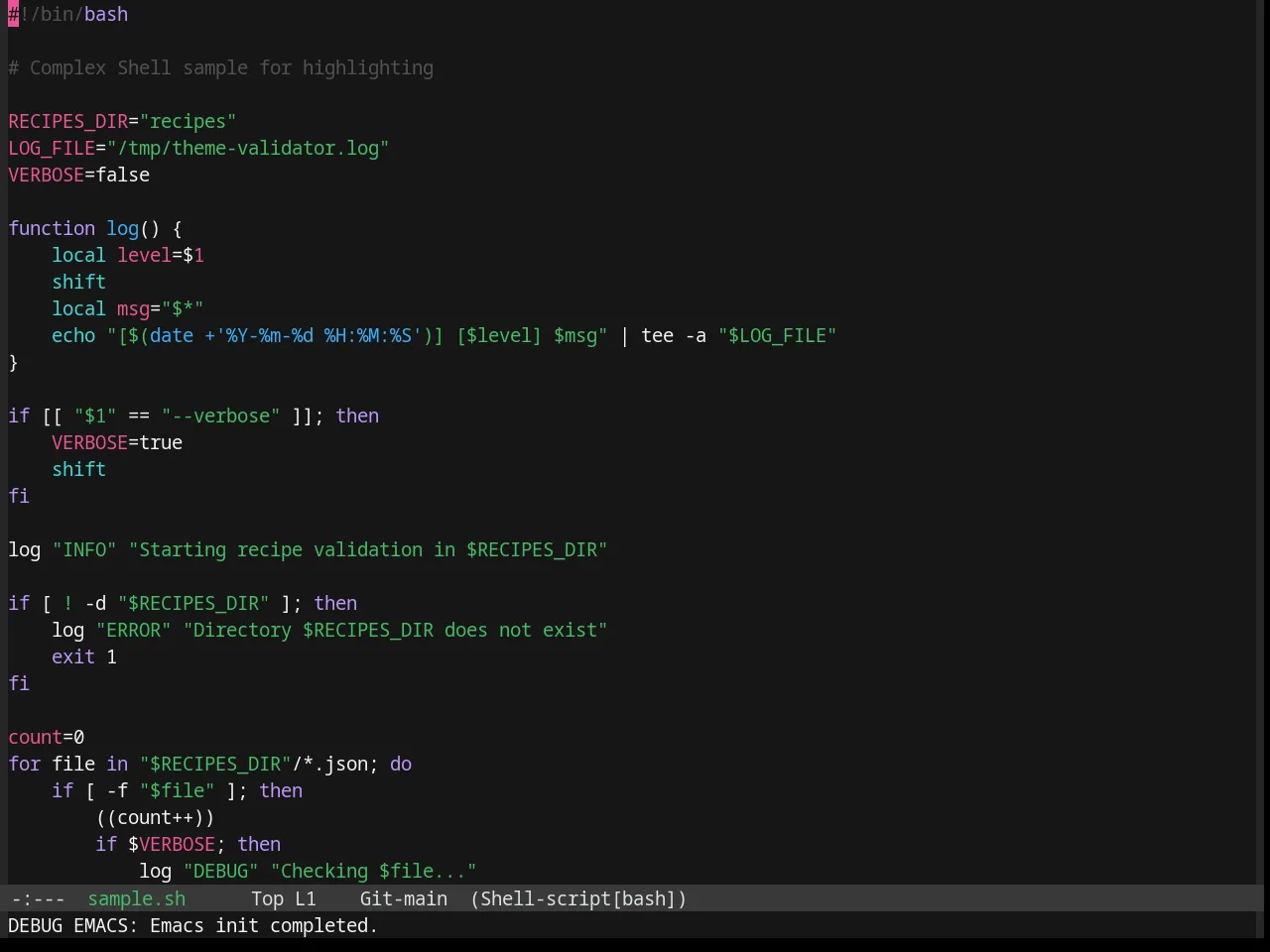 Base16 Oxocarbon Dark Theme in sh-mode