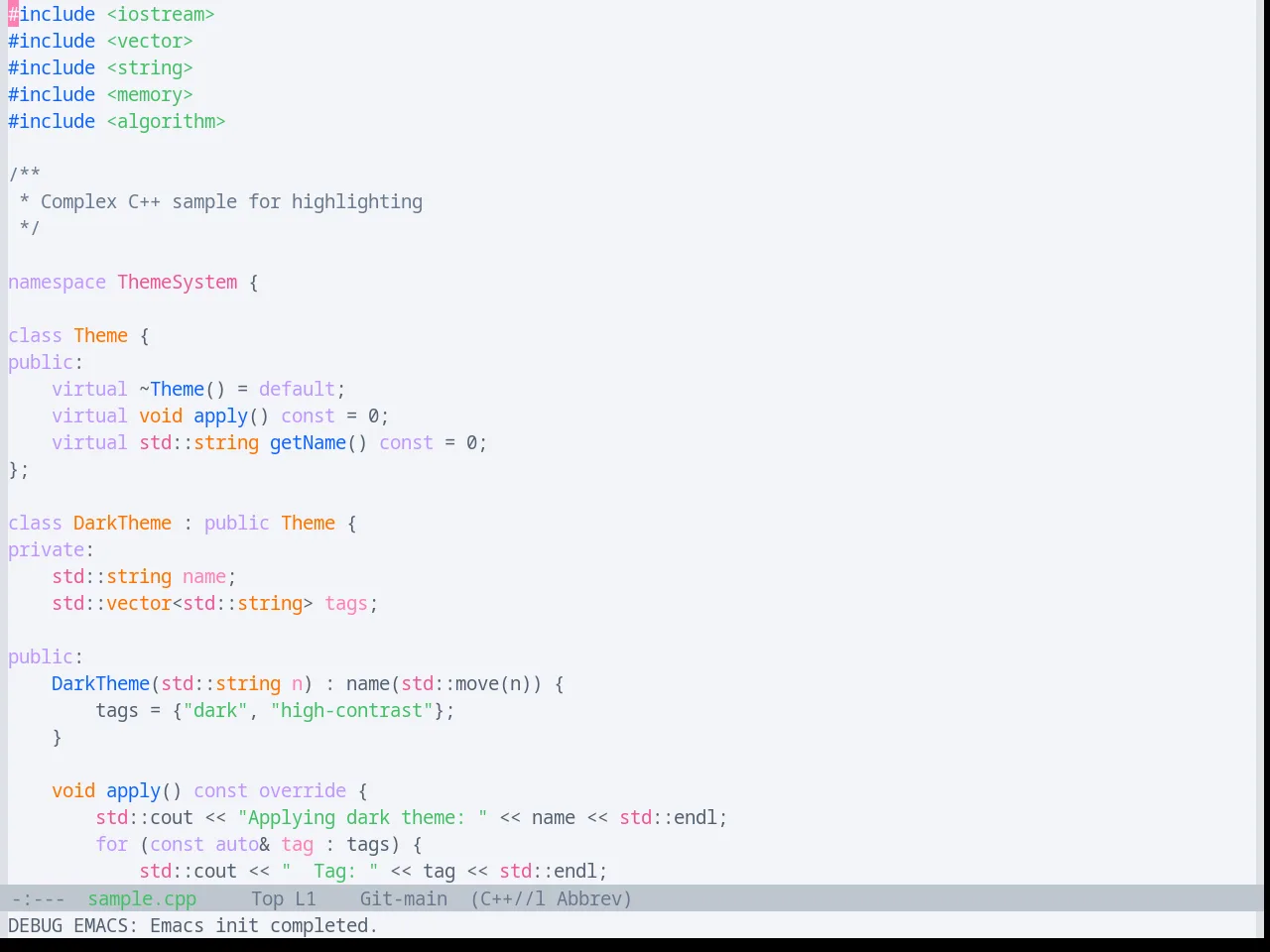 Base16 Oxocarbon Light Theme in c++-mode