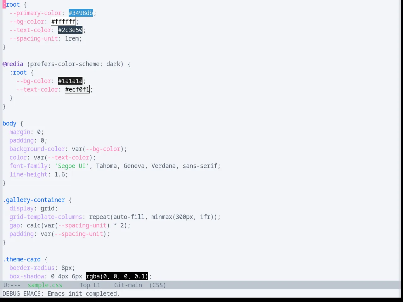 Base16 Oxocarbon Light Theme in css-mode