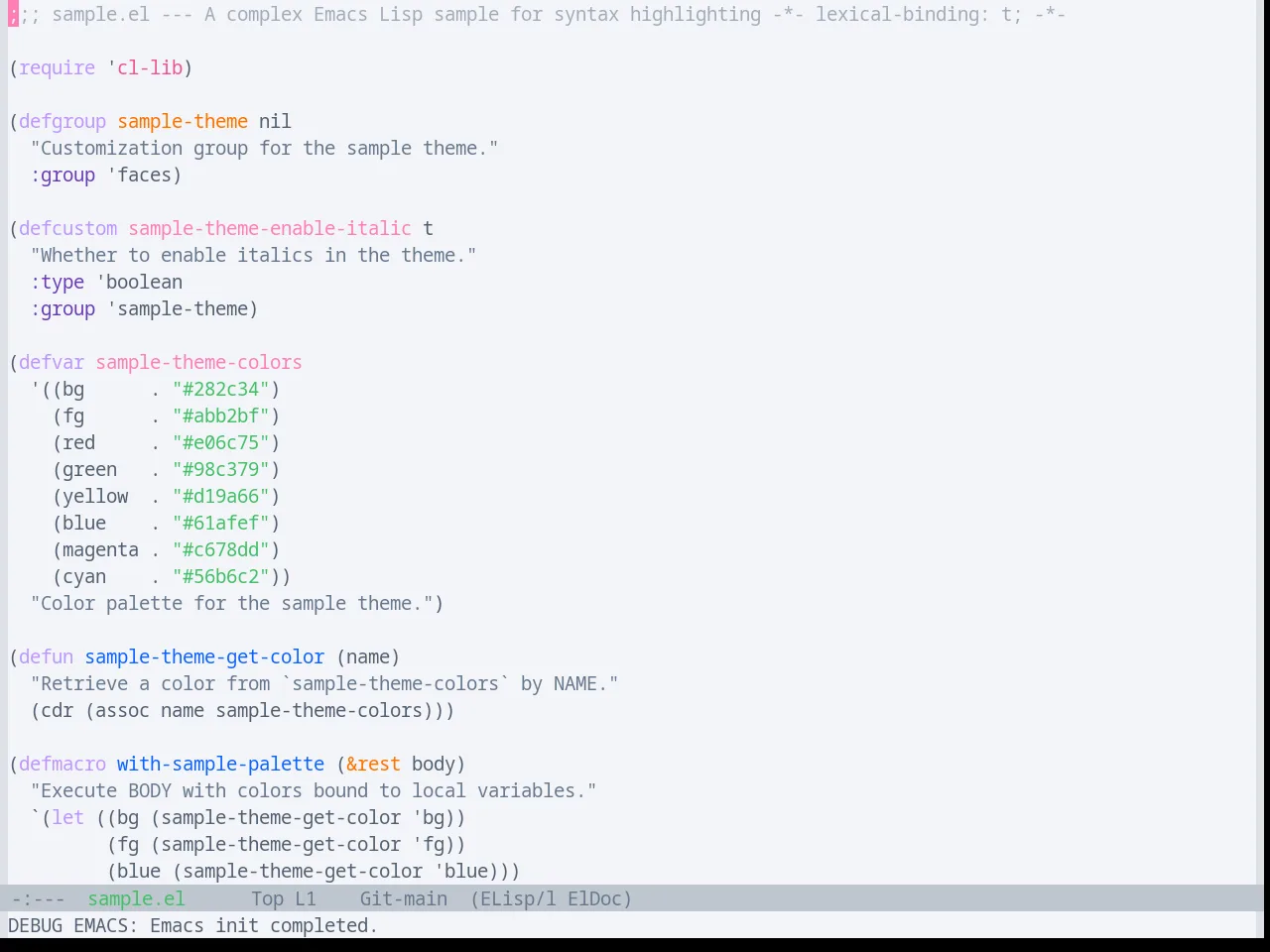 Base16 Oxocarbon Light Theme in emacs-lisp-mode