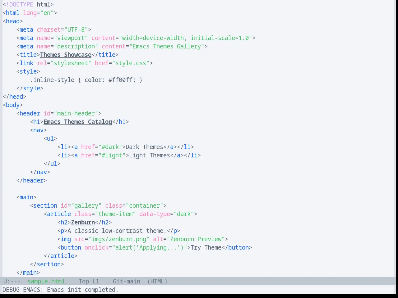 Base16 Oxocarbon Light Theme in html-mode