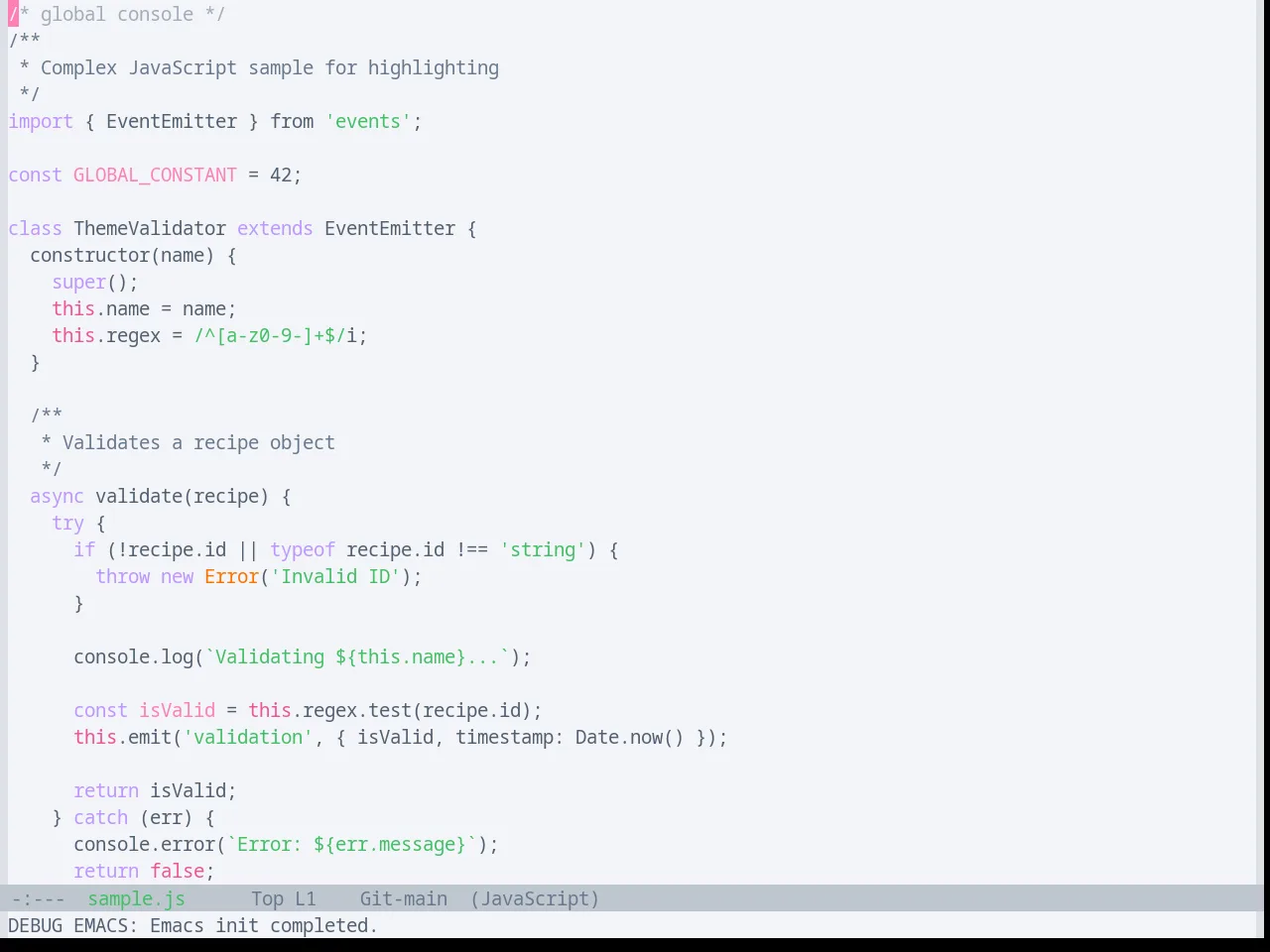 Base16 Oxocarbon Light Theme in javascript-mode