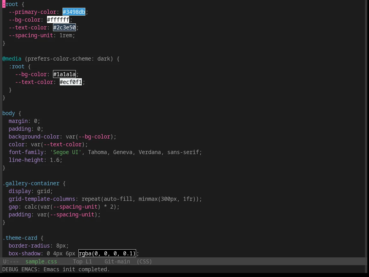 Base16 Papercolor Dark Theme in css-mode