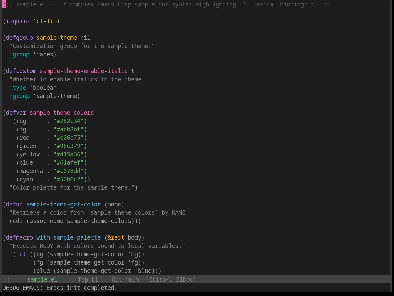 Base16 Papercolor Dark Theme in emacs-lisp-mode