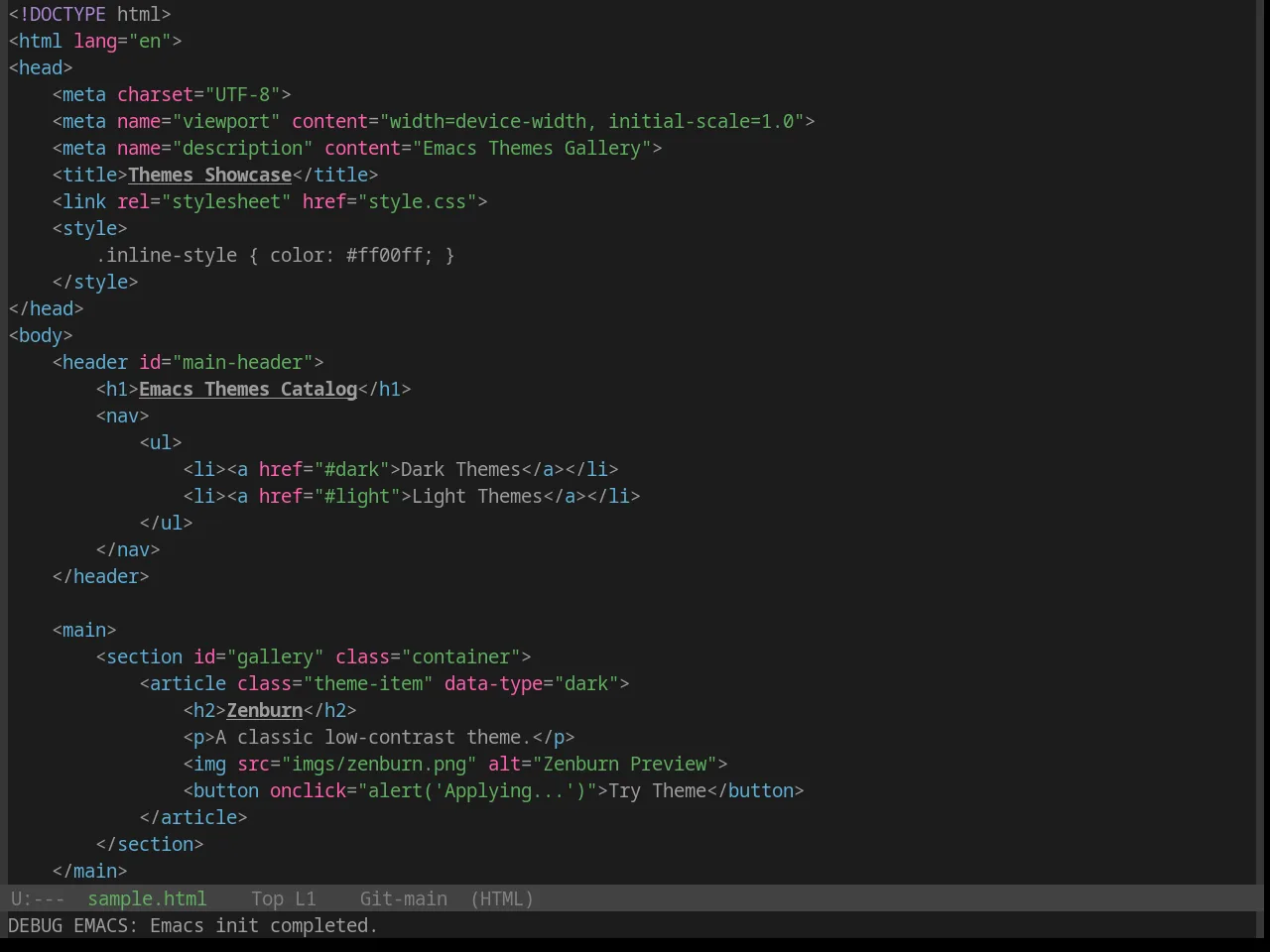 Base16 Papercolor Dark Theme in html-mode