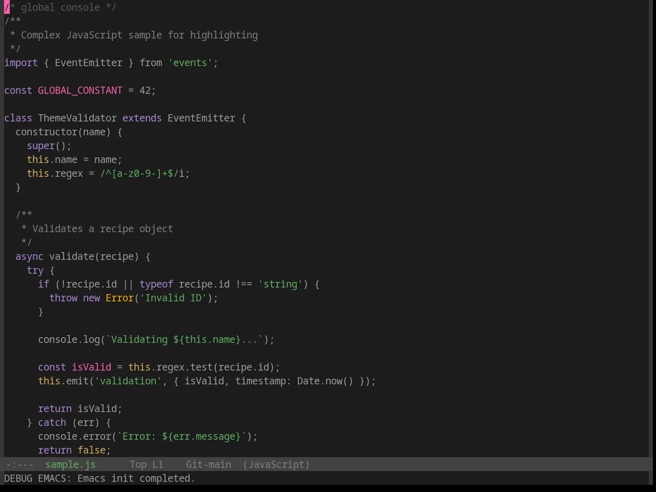 Base16 Papercolor Dark Theme in javascript-mode