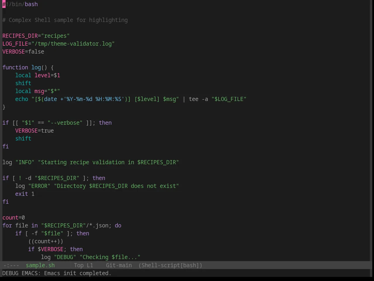 Base16 Papercolor Dark Theme in sh-mode