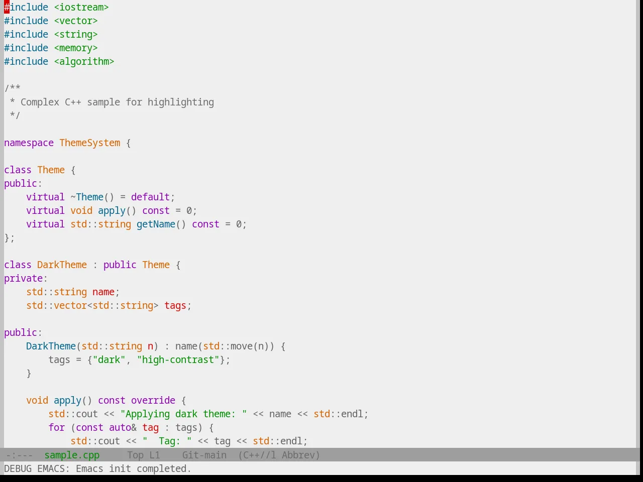 Base16 Papercolor Light Theme in c++-mode