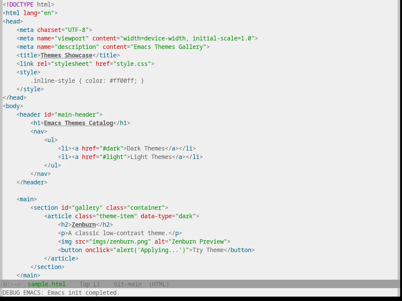 Base16 Papercolor Light Theme in html-mode