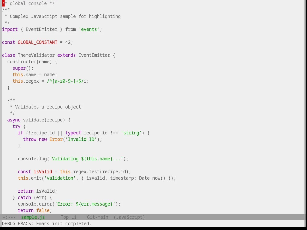 Base16 Papercolor Light Theme in javascript-mode