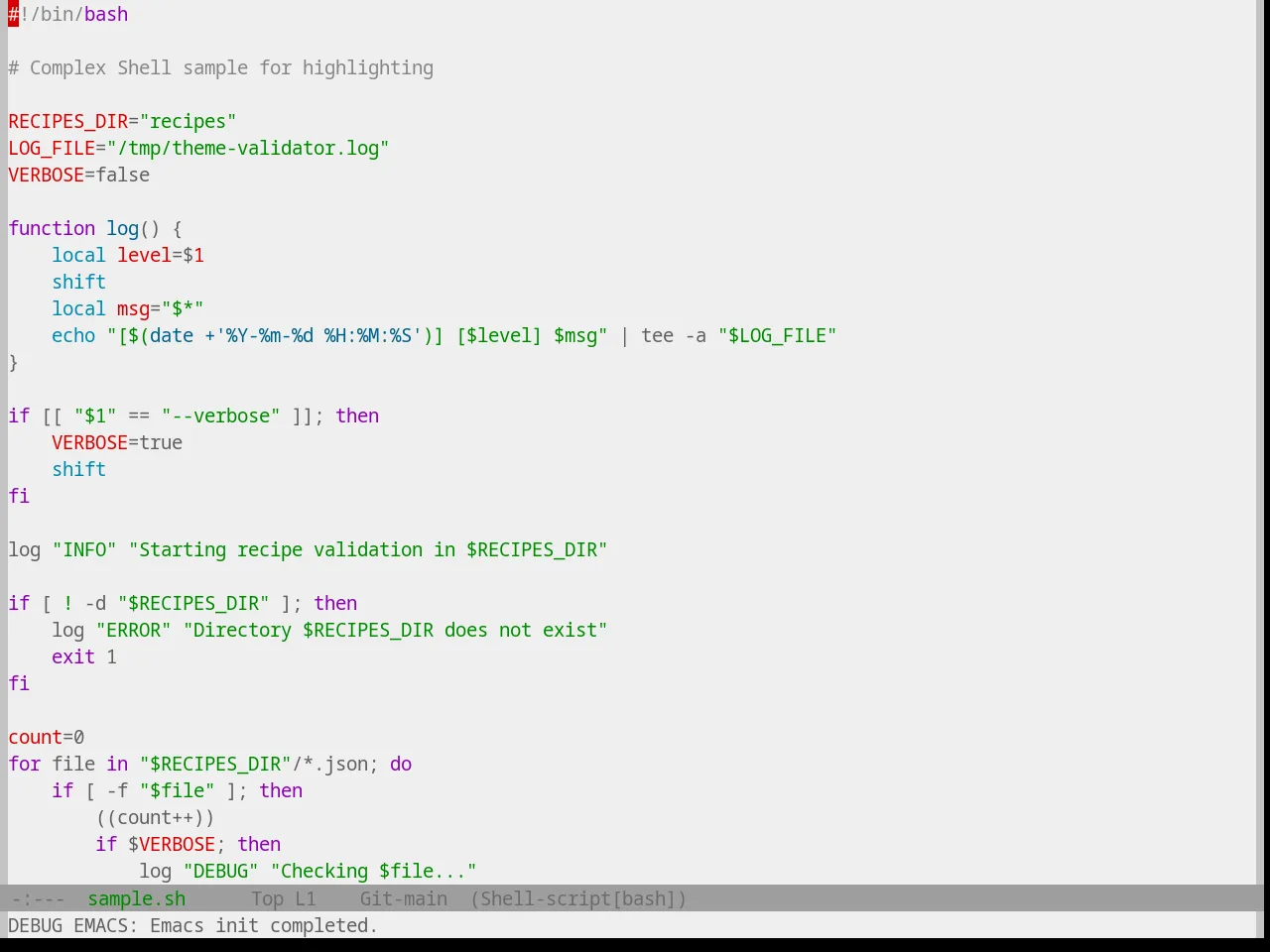 Base16 Papercolor Light Theme in sh-mode