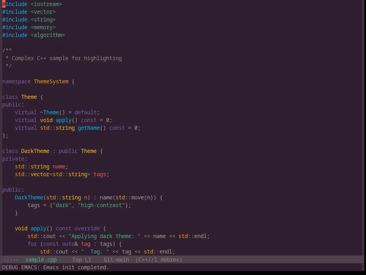 Base16 Paraiso Theme in c++-mode