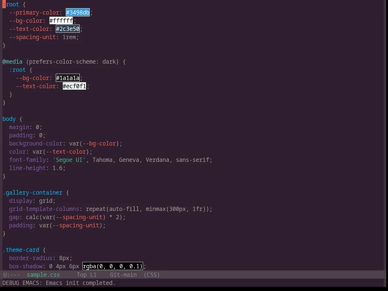Base16 Paraiso Theme in css-mode