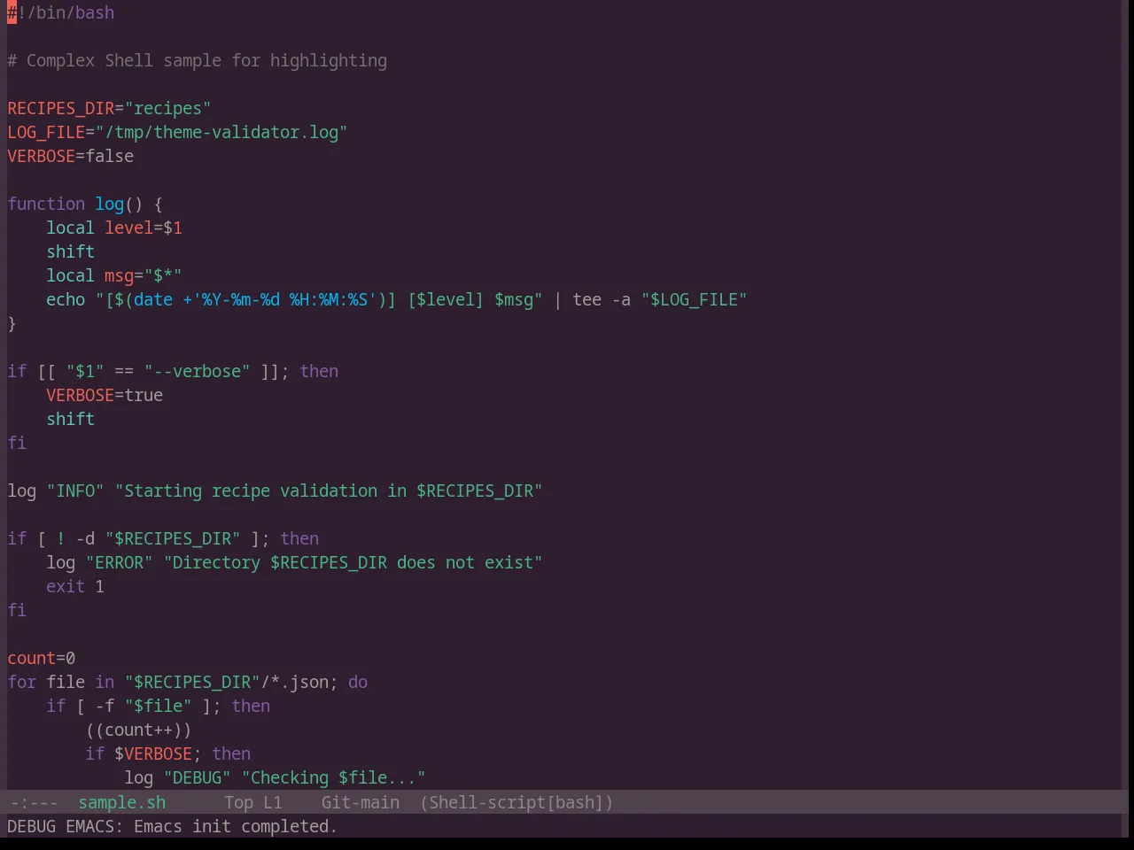 Base16 Paraiso Theme in sh-mode