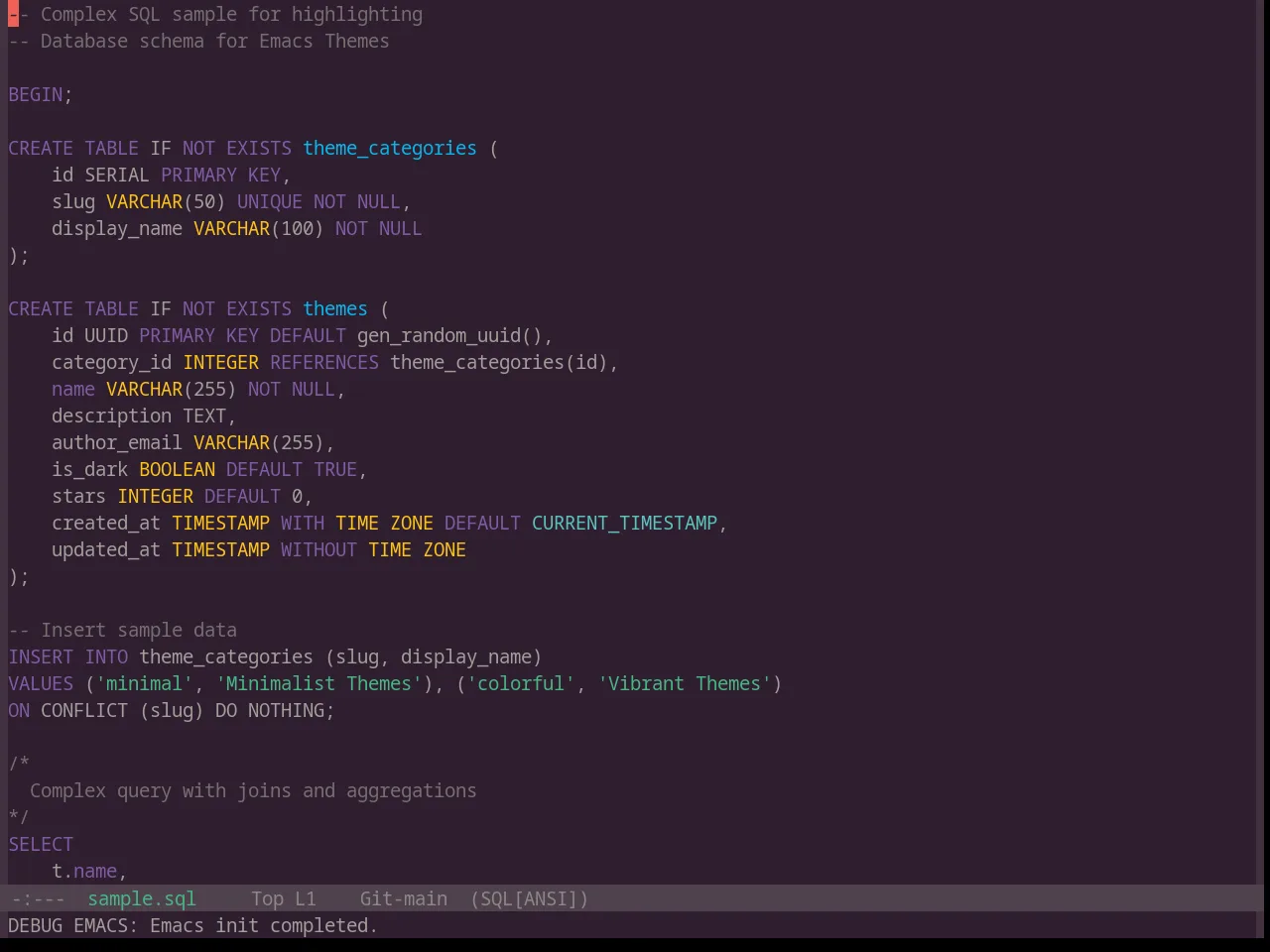 Base16 Paraiso Theme in sql-mode