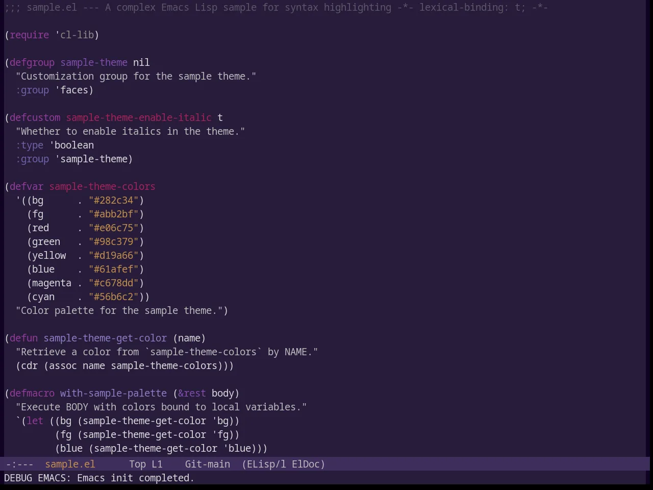 Base16 Pasque Theme in emacs-lisp-mode