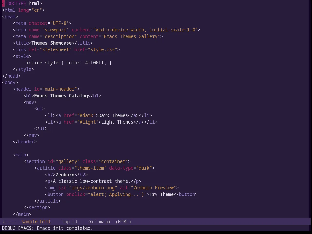 Base16 Pasque Theme in html-mode