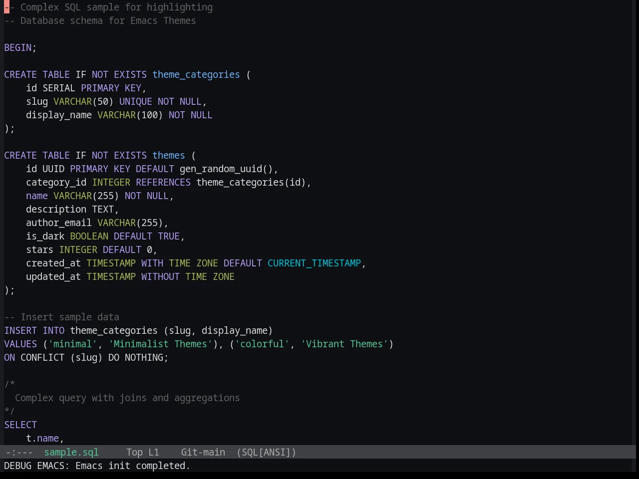 Base16 Penumbra Dark Contrast Plus Plus Theme in sql-mode