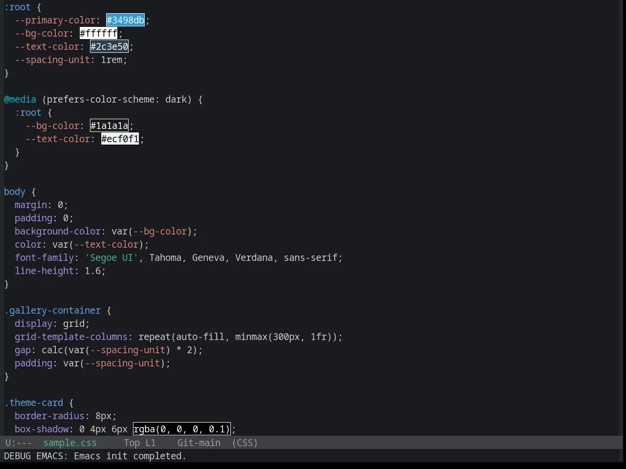Base16 Penumbra Dark Contrast Plus Theme in css-mode