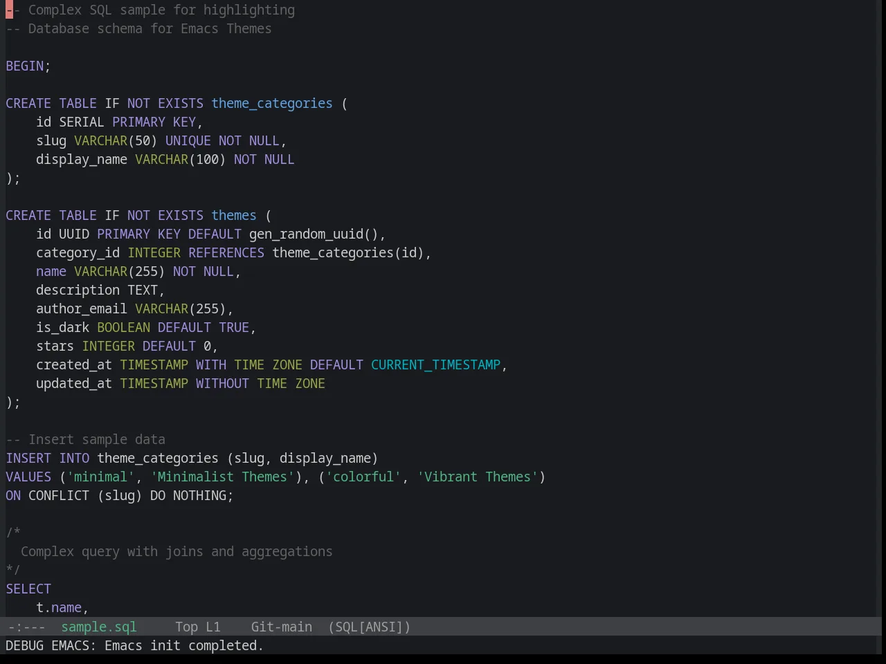 Base16 Penumbra Dark Contrast Plus Theme in sql-mode