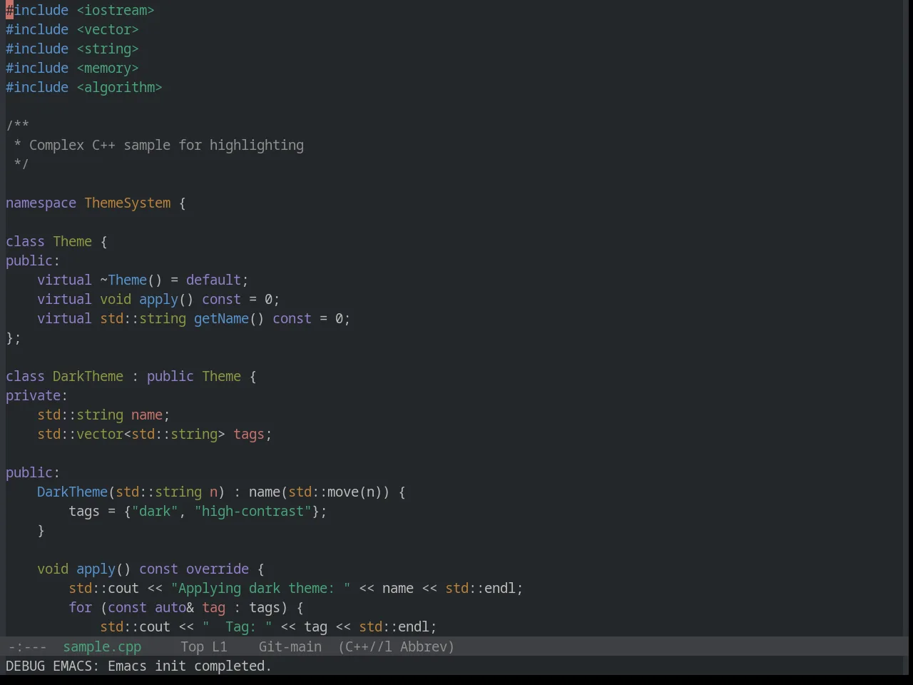 Base16 Penumbra Dark Theme in c++-mode