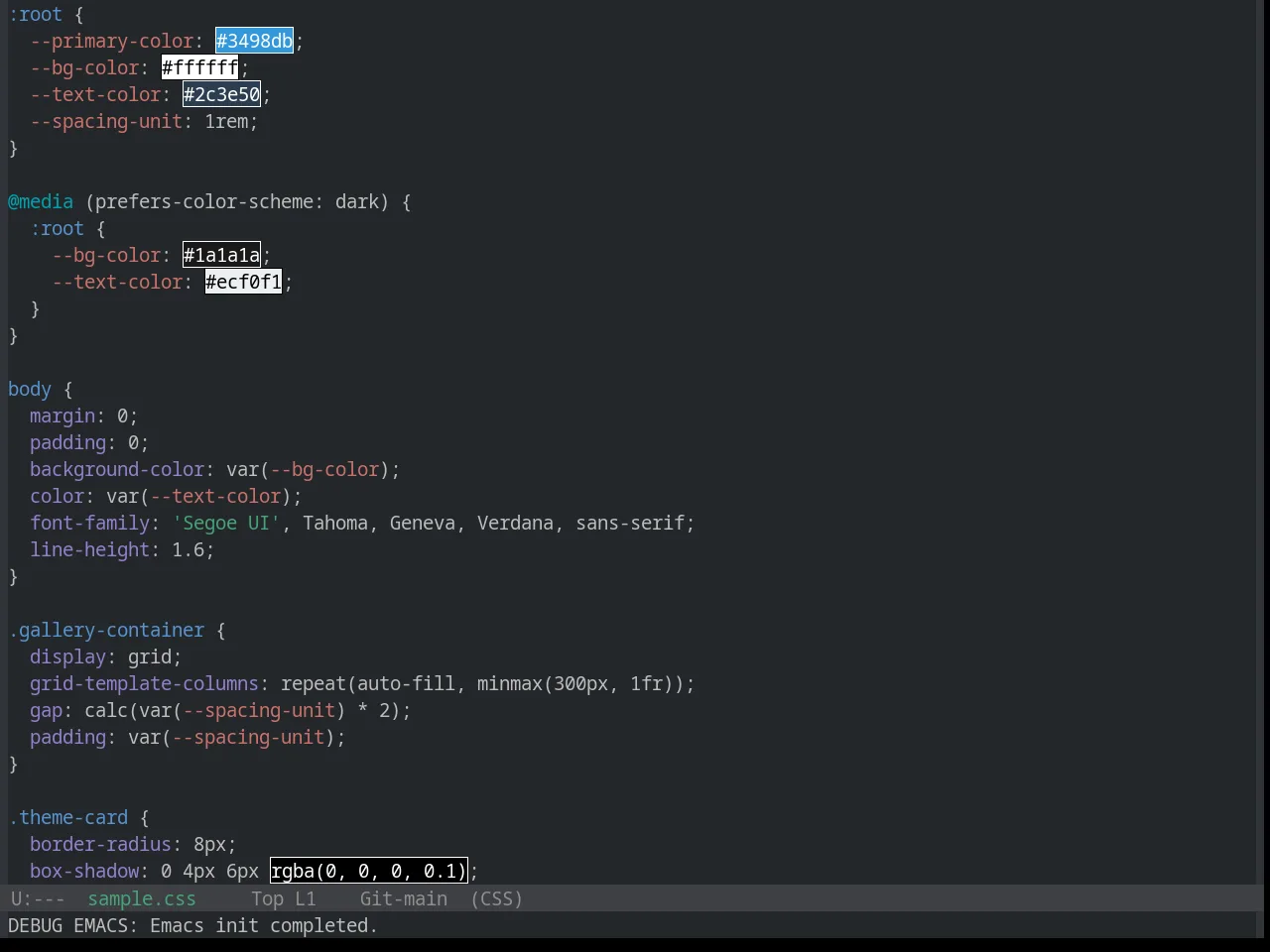 Base16 Penumbra Dark Theme in css-mode