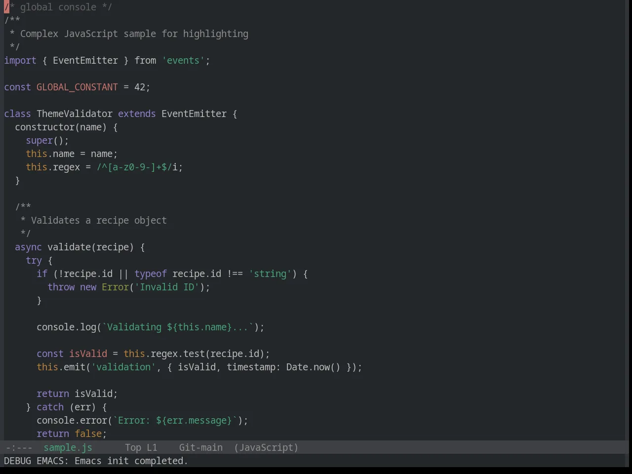 Base16 Penumbra Dark Theme in javascript-mode