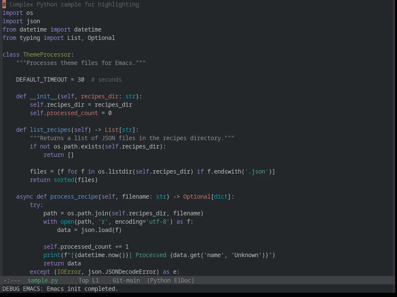 Base16 Penumbra Dark Theme in python-mode