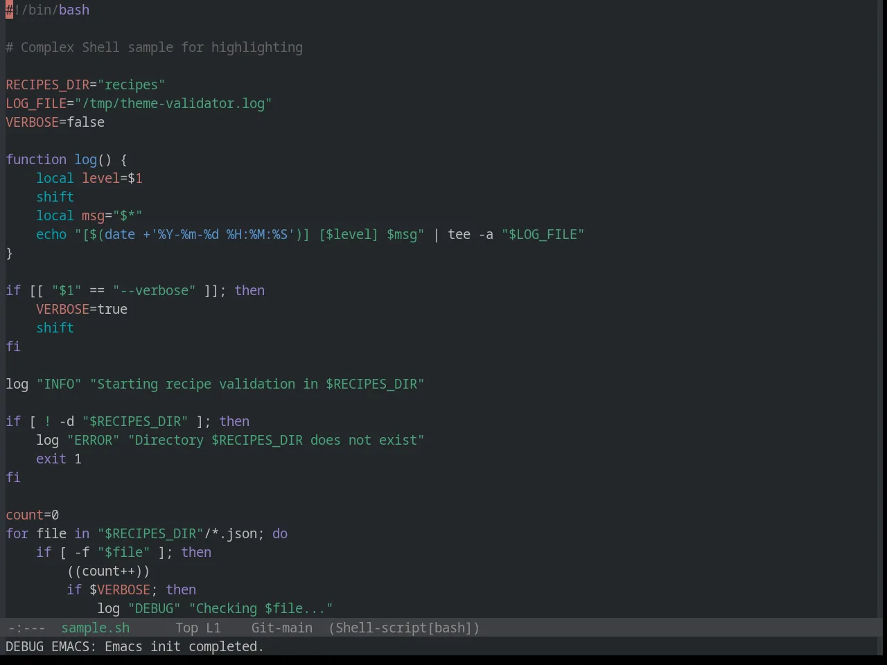 Base16 Penumbra Dark Theme in sh-mode