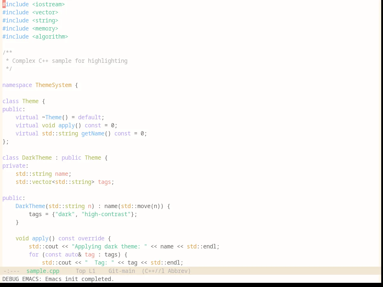 Base16 Penumbra Light Contrast Plus Plus Theme in c++-mode