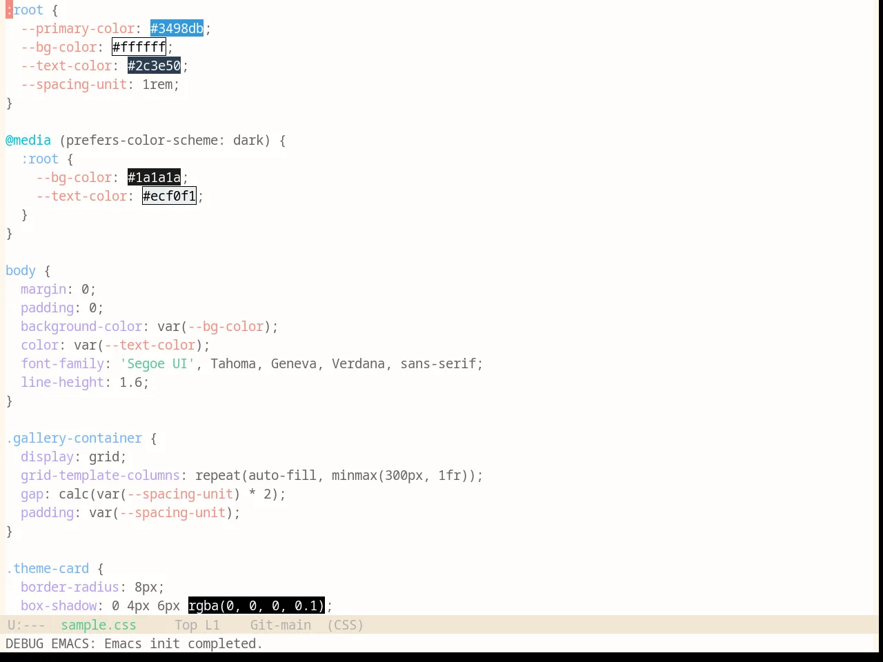 Base16 Penumbra Light Contrast Plus Plus Theme in css-mode