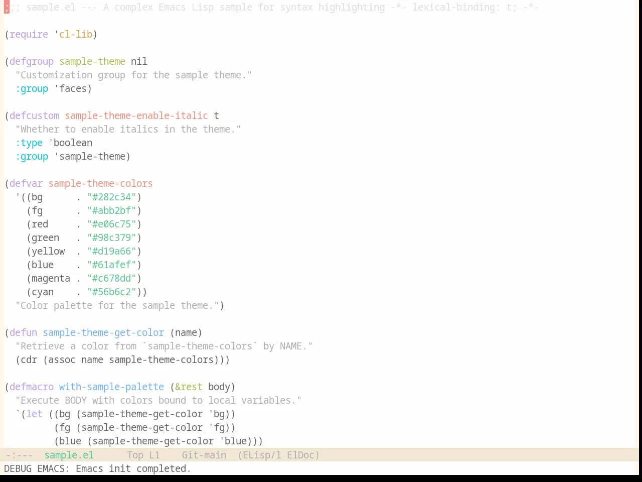 Base16 Penumbra Light Contrast Plus Plus Theme in emacs-lisp-mode