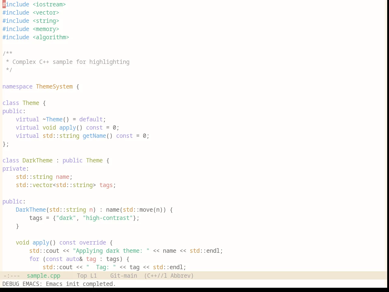 Base16 Penumbra Light Contrast Plus Theme in c++-mode